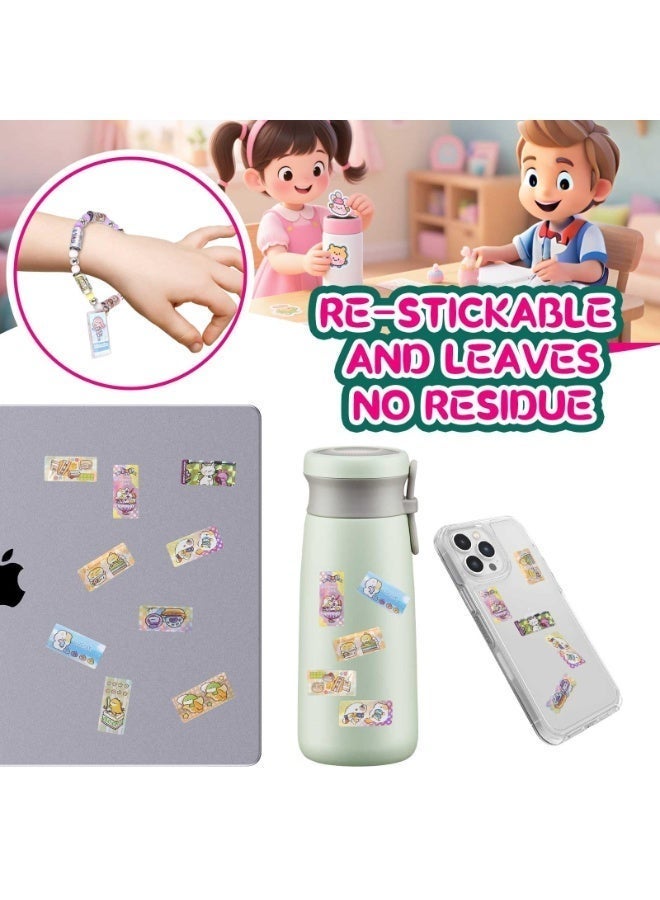 OSHIMA Sticky Rolls Bracelet, Sticky Rolls Bracelet Kit with 140 English Boxed Stickers, Wearable and Shareable Stickers, Sticker Roll of Share Unique Designs for Kids to Explore - Image 4